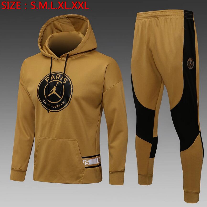 2021/22 PSG Gold Training Kits Hoodie Sweatshirt with Pants